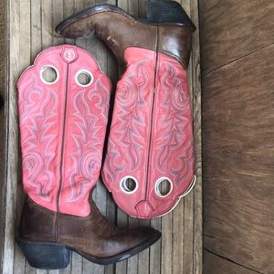 TONY LAMA Buckaroo Brown & Pink Boots